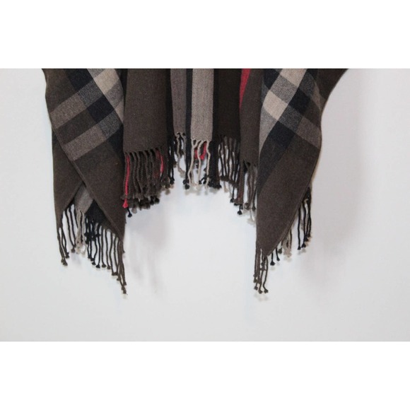 Mer Sea Classic Travel Wrap Plaid Fringe Poncho Brown MerSea One Size OS H14279 - Picture 9 of 10